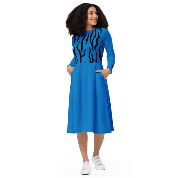 Be BOLD!  All-Over Print Long Sleeve Midi Dress