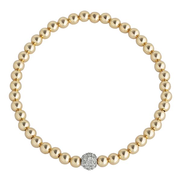 6mm 14k Gold And Diamond Ball On A Gold-Filled Beaded Bracelet