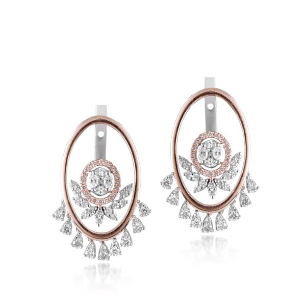 14 Karat, Rose Gold Diamond Studded Earrings