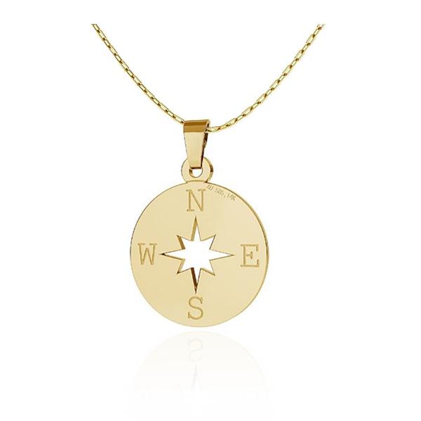 COMPASS NECKLACE 14K GOLD SOLID