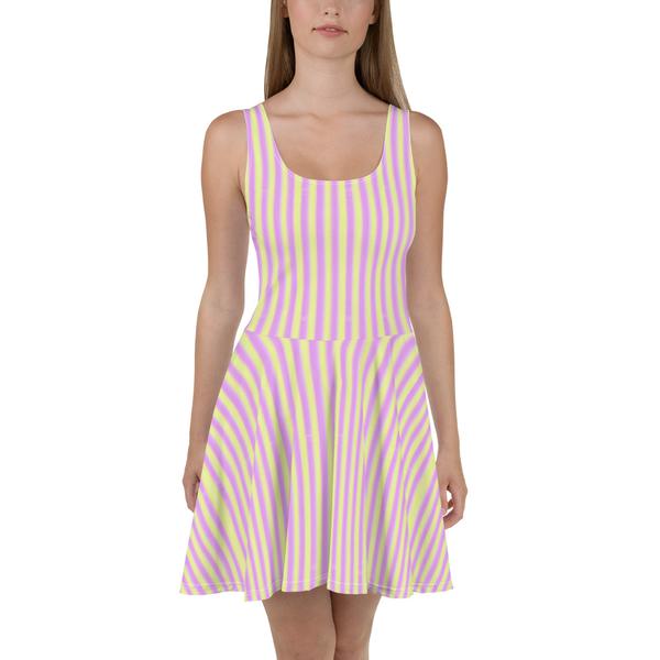 Cotton Candy Stripe All-Over Print Skater Dress