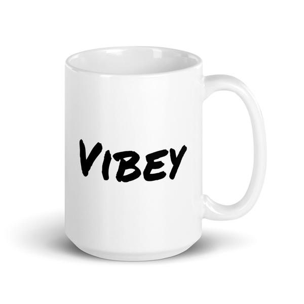 Vibey-White glossy mug
