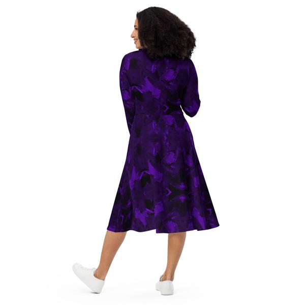 Janet Audrey Wilson Designs, All-Over Print Long Sleeve Midi Dress