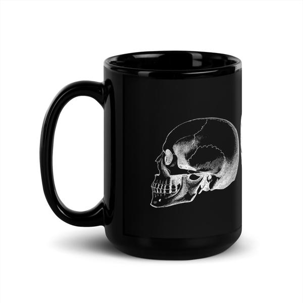 Black Glossy Mug-Skulls-Dark