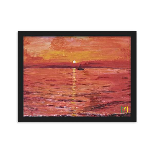 Negril Sunset Framed Canvas