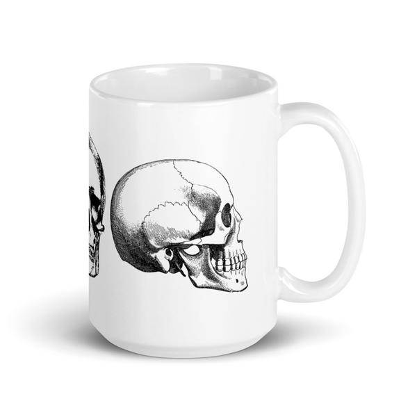 White Glossy Mug-Skulls-Light