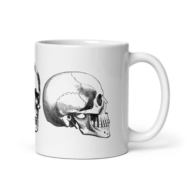 White Glossy Mug-Skulls-Light