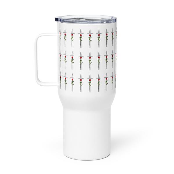 rose and sword- Travel Mug with a Handle