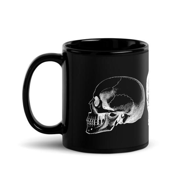 Black Glossy Mug-Skulls-Dark