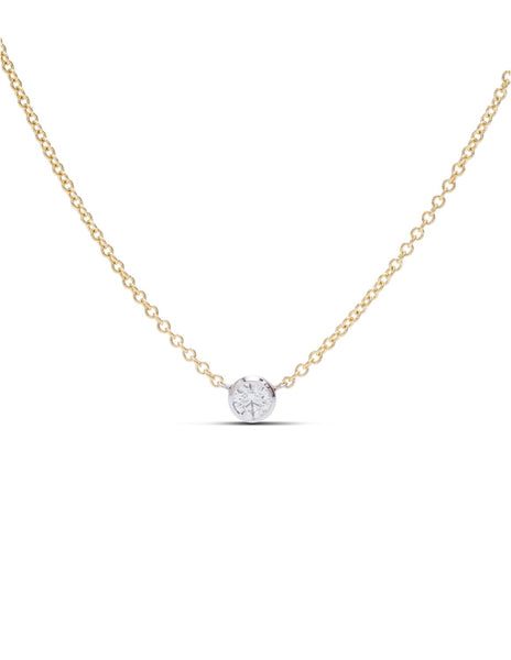 Delicate Bezel Set Diamond Solitaire Necklace