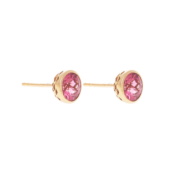 Pink Tourmaline Bouttons D'Or