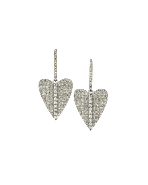 Diamond Folded Heart Earrings