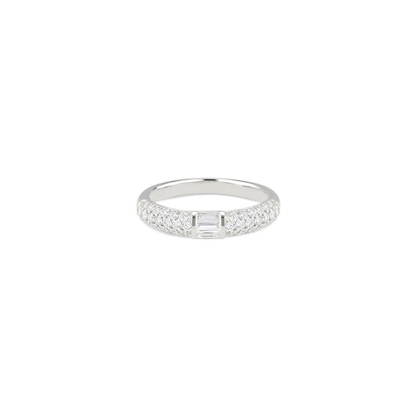 Stacked half eternity band with pave set brilliant cut & baguette dia