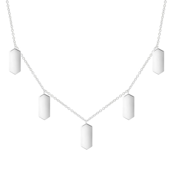 Five Marquis Charm Necklace | White Gold