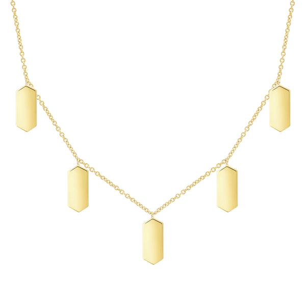 Five Marquis Charm Necklace | Yellow Gold