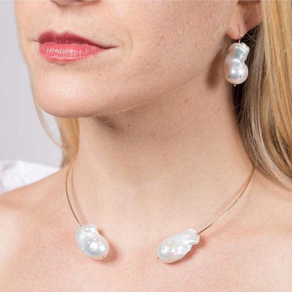 Diamond Baroque Pearl Dream Earrings