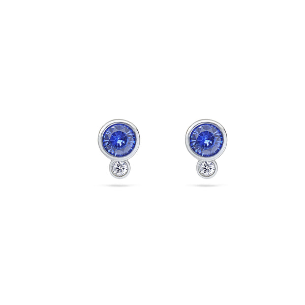 Mini Blue Sapphire & Diamond Earrings