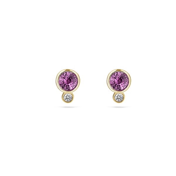 Mini Pink Sapphire & Diamond Earrings