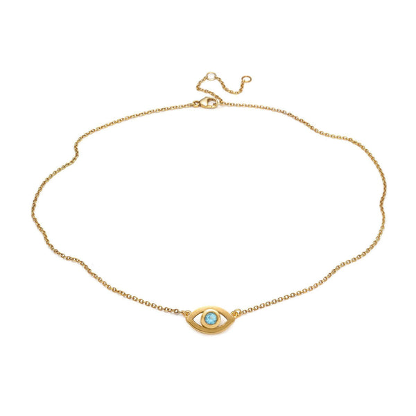 Blue Topaz Gold Plated Eye Necklace