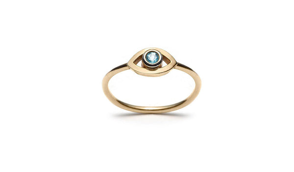 Blue Topaz Gold Plated Eye Ring