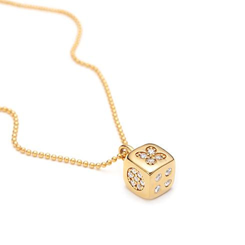 People Dice Gold Plated Necklace