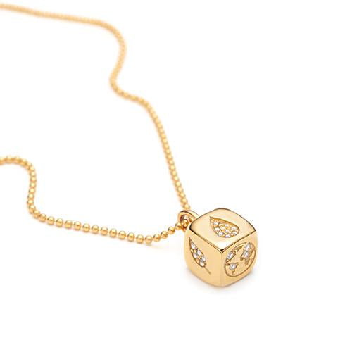 Planet Dice Gold Plated Necklace