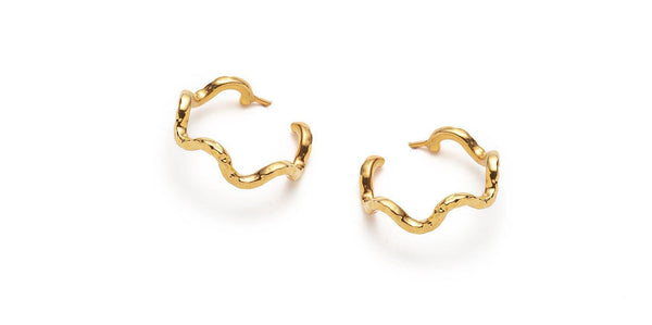 Curvy Gold Plated Hoop Earrings