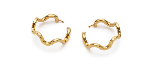 Curvy Gold Plated Hoop Earrings