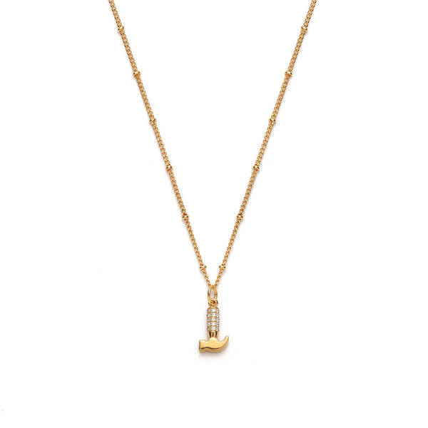 Hammer Diamond Gold Plated Necklace for Global Goal #8