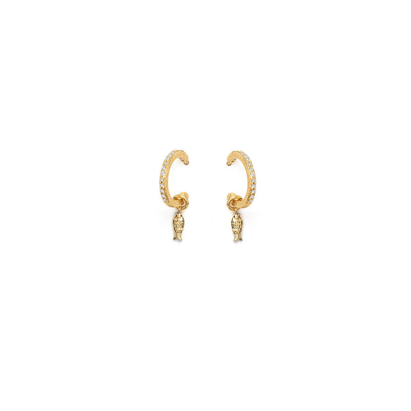 Fish Gold Plated Hoop Earring for Global Goal #14