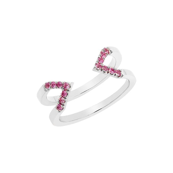 Pink Sapphire Dagger Ring | White Gold