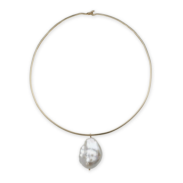 Diamond Baroque Pearl Cloud Necklace