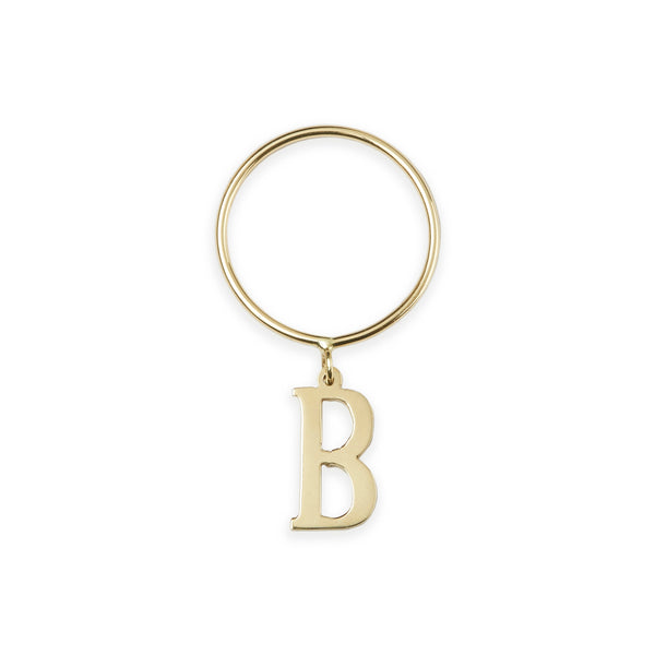 Gold Initial "B" Charm Ring