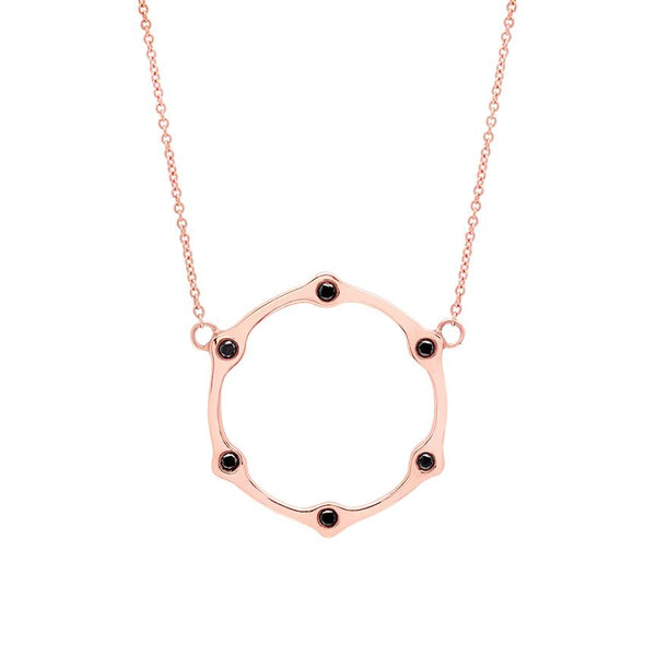 Black Diamond Gear Necklace | Rose Gold