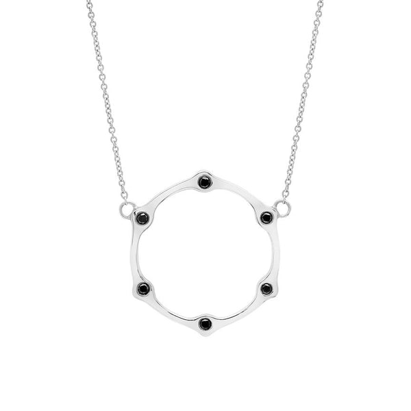 Black Diamond Gear Necklace | White Gold