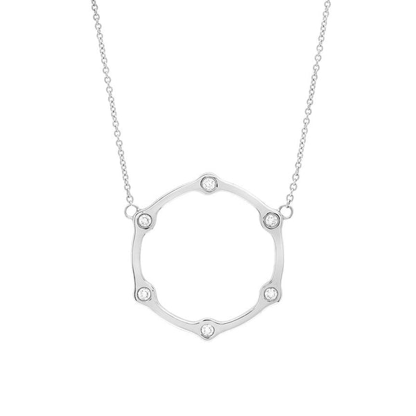 Diamond Gear Necklace | White Gold