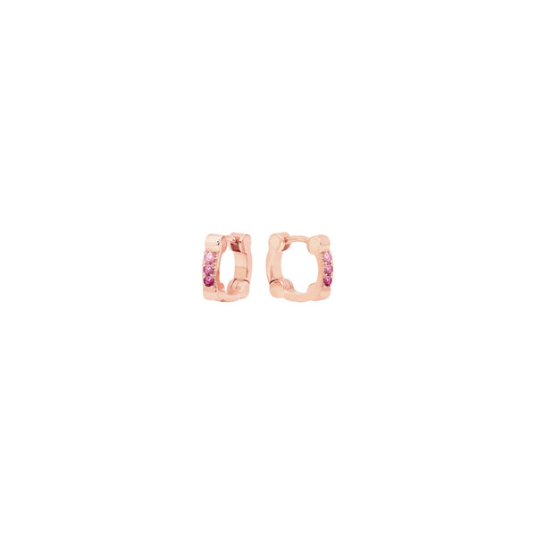 Pink Sapphire Cage Huggies | Rose Gold