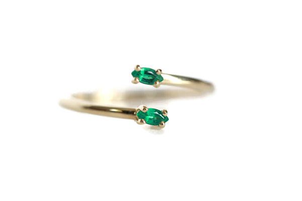 Emerald Single Leaf Ring