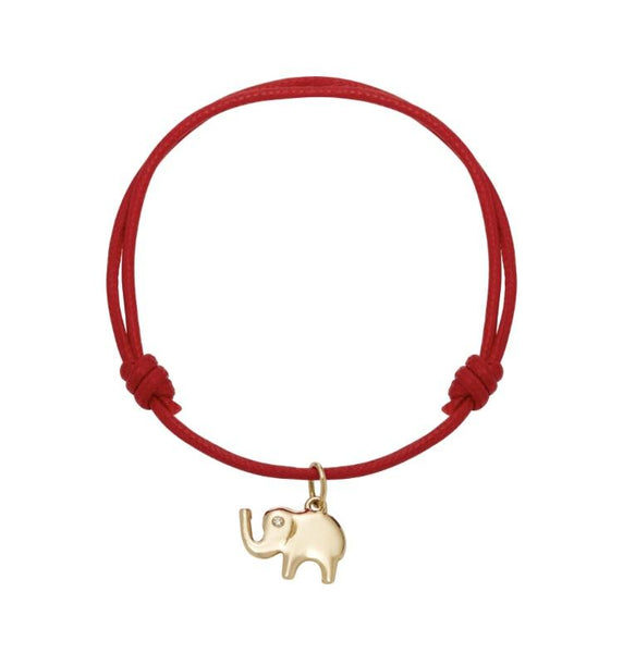 Lucky Elephant 18K Gold Cord Bracelet