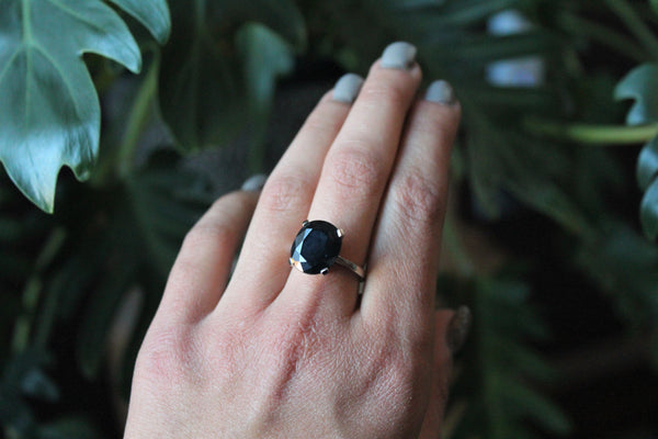 Black Sapphire Solitaire Ring