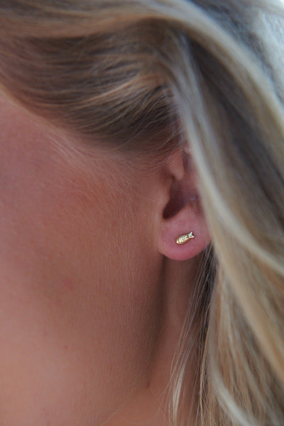 Fish Gold Plated Stud Earring for Global Goal #14