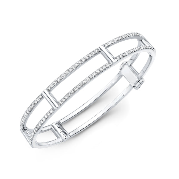 Locking Cage Bracelet | White Gold with Diamonds on Lateral Bars