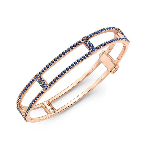 Locking Cage Bracelet | Rose Gold with All Blue Sapphires