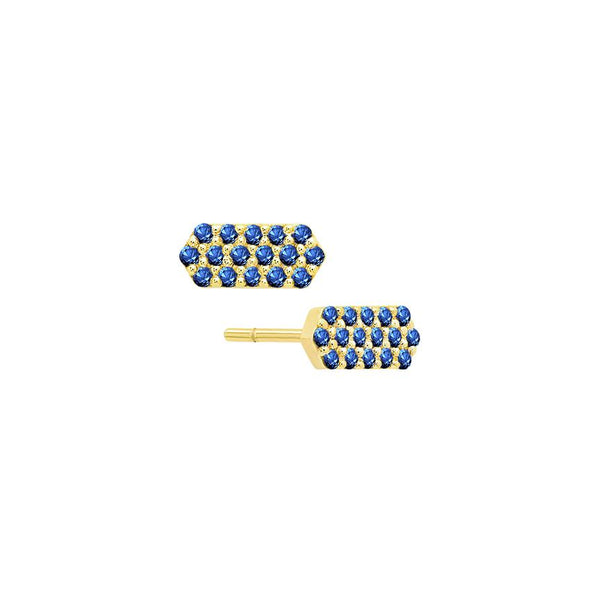 Blue Sapphire Marquis Studs | Yellow Gold
