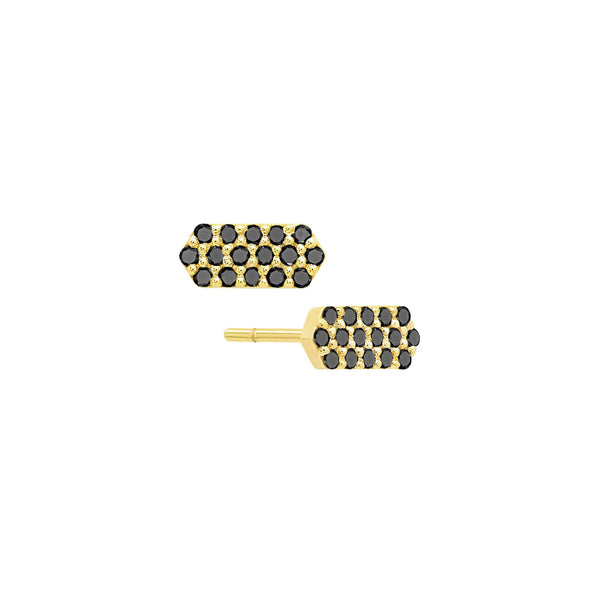 Black Diamond Marquis Studs | Yellow Gold