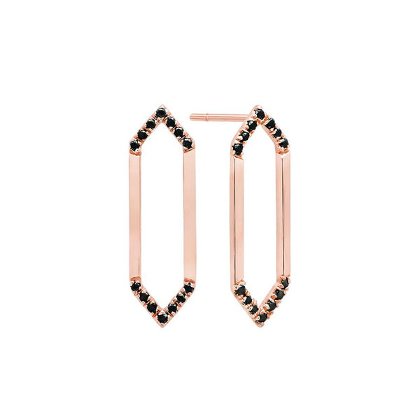 Medium Marquis Earrings | Rose Gold with Black Diamond Points