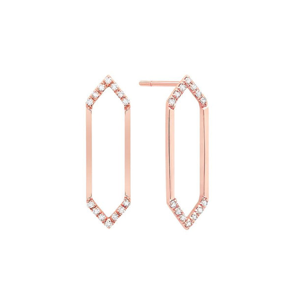 Medium Marquis Earrings | Rose Gold with Diamond Points