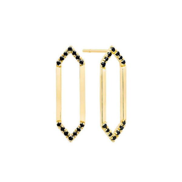 Medium Marquis Earrings | Yellow Gold with Black Diamond Points