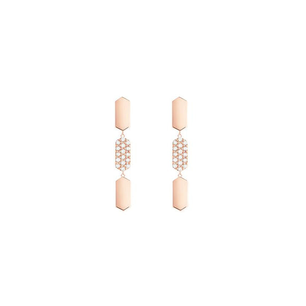3 Tiered Diamond Center Marquis Earrings | Rose Gold