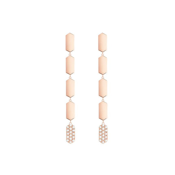 5 Tiered Diamond Drop Marquis Earrings | Rose Gold